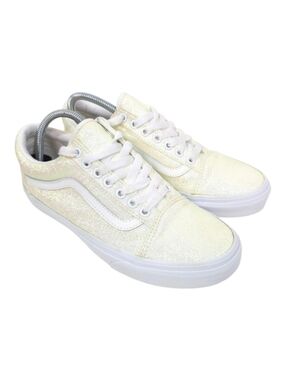 Vans Unisex Old Skool UV Glitter Sneakers White Shoes Men 7 Women 8.5